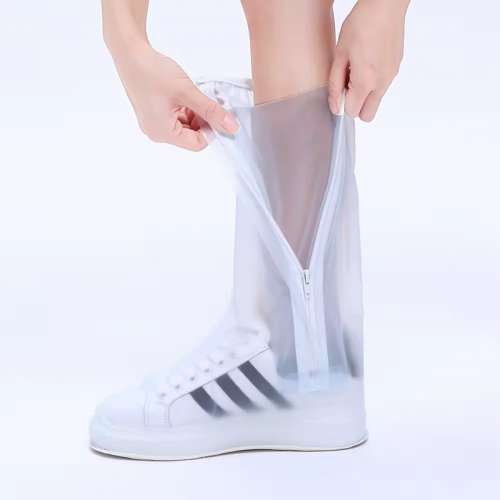 Regenschuhe mit Reißverschluss ideal für den Kartsport Farbe: Transparent.